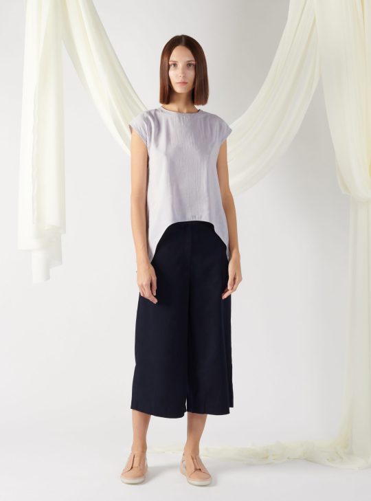 top with back slit in mist