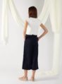 wide-leg textured trousers in navy