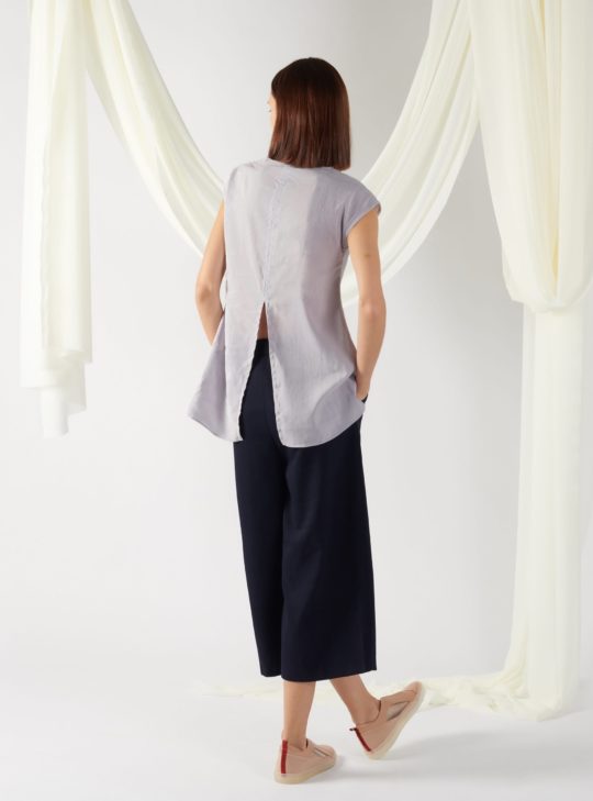 top with back slit in mist