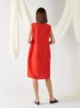 textured dress with front pleats in red
