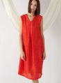 textured dress with front pleats in red