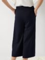 wide-leg textured trousers in navy