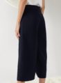 wide-leg textured trousers in navy