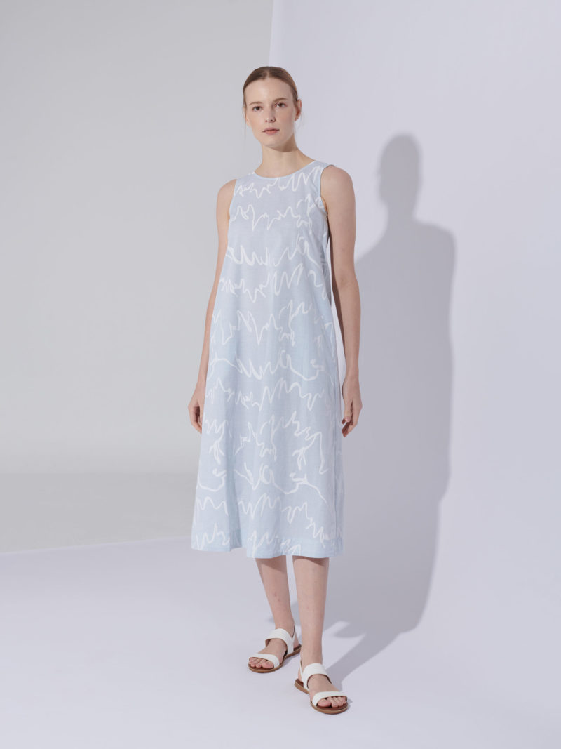 PRINTED A-LINE MIDI DRESS