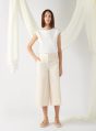 wide-leg trousers in light beige