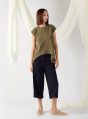 top with back slit in moss