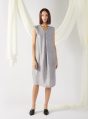 textured dress with front pleats in grey