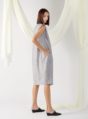 textured dress with front pleats in grey