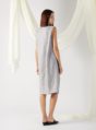 textured dress with front pleats in grey