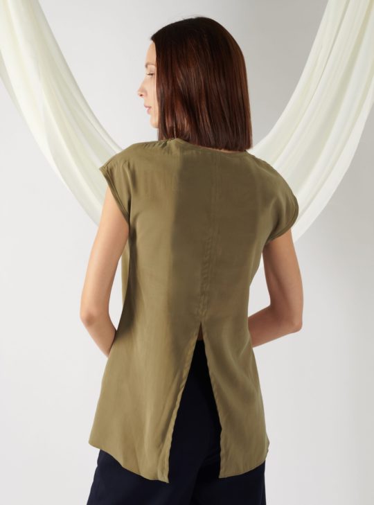 top with back slit in moss top with back slit in moss