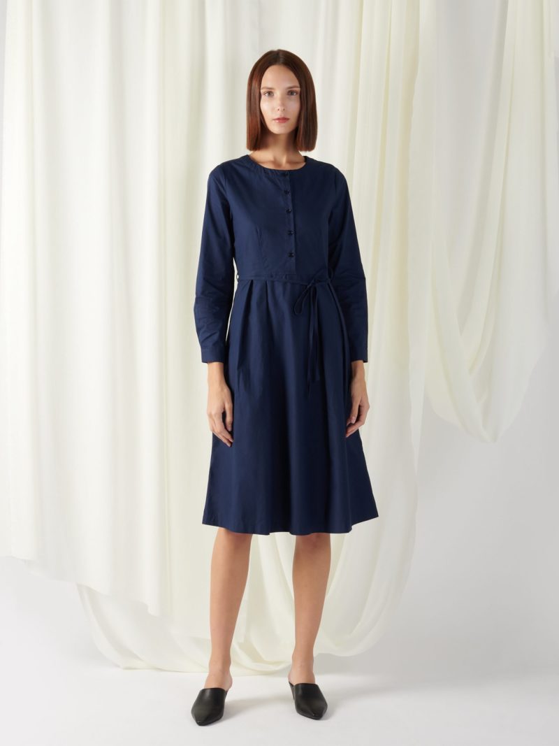 Belted A-line Shirt Dress