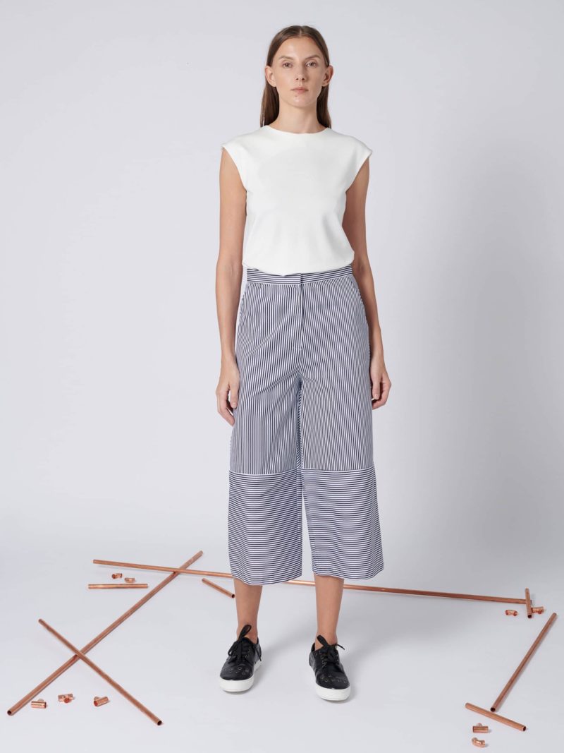 Wide-leg Trousers In Striped