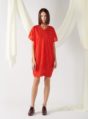 v-neck textured dress in red