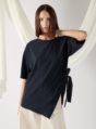 asymmetrical oversized top in midnight blue