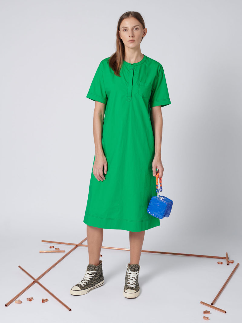 Shirt Dress With Chest Pocket In Green