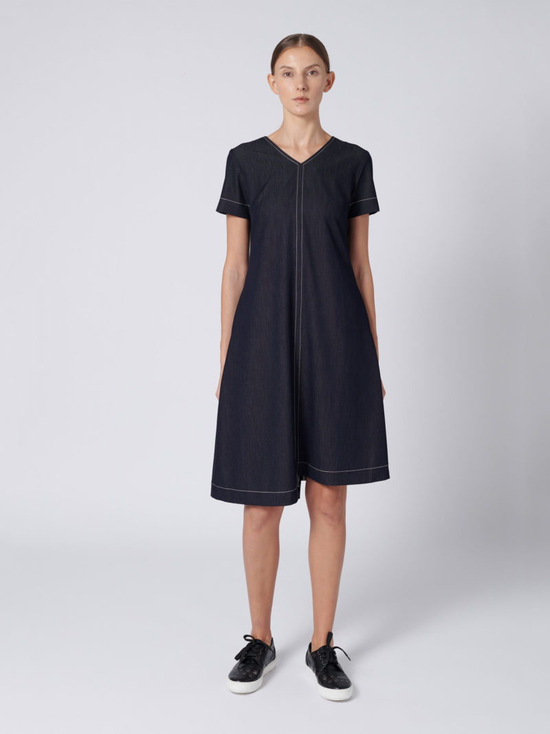 ASYMMETRICAL DENIM DRESS