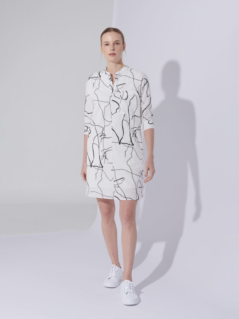 SHIRT DRESS IN WHITE PRINTS