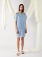 v-neck textured dress in light blue