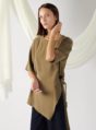 asymmetrical oversized top in moss