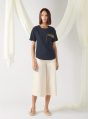 top with flap pocket in midnight blue
