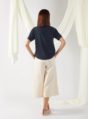 top with flap pocket in midnight blue