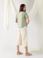 textured top with curved hem in sage