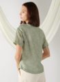 textured top with curved hem in sage