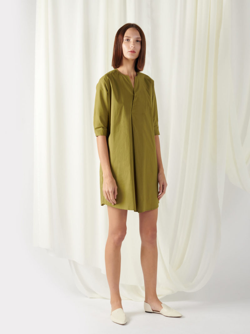 Fold-over Dress In Olive